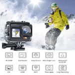 Action Camera 4K 24MP Ultra HD WiFi Dual Color Screen Sports Underwater Camera EIS 131FT Waterproof Camera 170 Degree Wide Angle, 2 Rechargeable Batteries and Accessories Kit