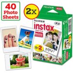 FUJIFILM Polaroid Film Instax mini Instant Film-2 pk (2 x 20)|Includes 40 Photo Sheets, 60 Colorful Mini Photo Stickers-Fits Fuji Instax Mini Film 11, 9&8 Camera, Fuji SP-1, SP-2, Mini Polaroid Film