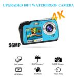 Waterproof Camera Underwater Cameras 4K30FPS 56MP Full HD Video Recorder Selfie Dual Screens 10FT Underwater Digital Camera for Snorkeling on Vacation 1700mAh?DV810?