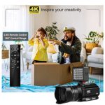 Video Camera 4K Camcorder Vlogging Camera for YouTube Auto Focus 48MP 60FPS 3.0″ Touch Screen 30X Digital Zoom Camera Recorder with Microphone Handhold Stabilizer 2.4G Remote Control