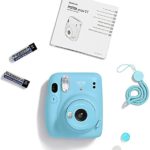 Fujifilm Instax Mini 11 Camera + Fuji Instant Instax Film (40 Sheets) & Includes Case + Assorted Frames + Photo Album + 4 Color Filters and More Bundle (Sky Blue)