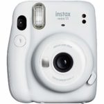 Fujifilm Instax Mini 11 Instant Camera – Ice White (16654798) + Fujifilm Instax Mini Twin Pack Instant Film (16437396) + Single Pack Rainbow Film + Case + Travel Stickers