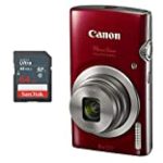 Canon PowerShot ELPH 180 Digital Camera + 64 GB Memory Card (Red)