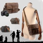 WISEHOMER Vintage Dslr Camera Bag,Waterproof Canvas Photography Packages, Cameras and Lenses Shoulder Sling Case, Micro Single Messenger Men (Army Green)