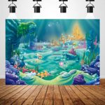 Sensfun 7x5ft Under The Sea Mermaid Backdrop for Photography Underwater Castle Girls Princess Birthday Party Photo Booth Background Little Mermaid Baby Shower Banner Table Decoration Studio Props
