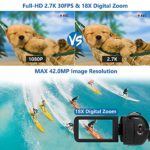 2.7K 30 FPS Video Camera 42MP 18X Digital Camera Video Camera for YouTube 3.0inch Flip Screen Camcorder Vlogging Camera with Remote Control and Two Batteries