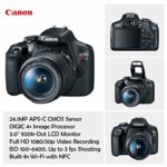 Canon EOS Rebel T7 DSLR Camera w/EF-S 18-55mm f/3.5-5.6 is II Lens + Wide-Angle and Telephoto Lenses + Portable Tripod + Memory Card + Deluxe Accessory Bundle