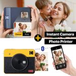 Kodak Mini Shot 3 Retro 2-in-1 Portable 3×3” Wireless Instant Camera & Photo Printer, Compatible with iOS, Android & Bluetooth, Real Photo HD 4Pass Technology & Laminated Finish – Yellow