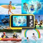 POSSRAB 13FT Underwater Camera, 48MP Photo 2.7K Video Waterproof Camera, Dual Display EIS Digital Underwater Camera for Snorkeling, Surfing, Swimming-Yellow