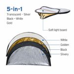 Etekcity 24″ (60cm) 5-in-1 Photography Reflector Light Reflectors for Photography Multi-Disc Photo Reflector Collapsible with Bag – Translucent, Silver, Gold, White and Black