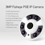 Revotech Dome Fisheye POE IP Camera, HD 3MP Indoor Security Camera 1.7mm Lens 6 Array LED IR Night Vision P2P Remote View CCTV Video Cam H.265/H.264(IF02-P White)