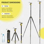 GEEKOTO 81” Science Fiction Tripod, Camera Tripod for DSLR, Compact Aluminum Tripod with 360 Degree Ball Head 8kgs Load for Travel and Work-Yellow