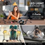 MSKIRA 2PCS Studio Light for Photography Bi-Color Dimmable 3200-5500K LED Photography Lights with Adjustable Light Stand/4 Color Filter for Tabletop/Low-Angle Shooting, Zoom/Video Conference Lighting