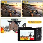 2.7K Digital Camera Vlogging Camera 30MP Full HD Digital Camera with Retractable Flash Light Camera 3 Inch Flip Screen Vlogging Camera for YouTube with Two Batteries