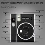 Fujifilm Instax Mini 40 Instant Camera with Fujifilm Instant Mini Film Bundle with Deals Number One Microfiber Cleaning Cloth (Black) Great Camera Bundle!! (Black with 40 Film)