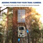 HAWKRAY Trail Camera Solar Panel, Dual Male Connector Waterproof Solar Power Charger Kit 6V-12V Built-in 5200 Rechargeable Lithium Battery for Trail Game Camera Hunting Accessory