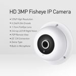 Revotech Indoor Dome Fisheye IP Camera with Microphone, HD 3MP Indoor Security Camera Audio P2P 1.7mm Len