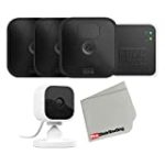 Outdoor Blink Wireless Security Camera with Indoor Mini Camera Bundle and Microfiber Cloth (Black – 3 Cam)