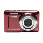 Kodak FZ53 Point and Shoot Digital Camera with 2.7″ LCD, Red+ Kodak 32GB Class 10 UHS-I U1 SDHC Memory Card and Focus Medium Point and Shoot Camera Accessory Bundle