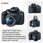 Canon EOS Rebel T7 DSLR Camera w/EF-S 18-55mm f/3.5-5.6 is II Lens + Wide-Angle and Telephoto Lenses + Portable Tripod + Memory Card + Deluxe Accessory Bundle (Renewed)