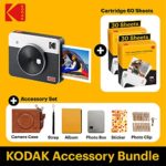 Kodak Mini Shot 3 Retro Accessory Gift Bundle 3×3 2-in-1 Instant Camera & Photo Printer, Compatible with iOS, Android & Bluetooth, Real Photo HD, 4PASS Technology & Laminated Finish – White