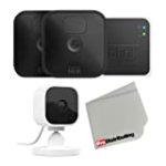 Outdoor Blink Wireless Security Camera with Indoor Mini Camera Bundle and Microfiber Cloth (Black – 2 Cam)