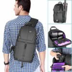 Neewer Professional Sling Camera Storage Bag Durable Waterproof and Tear Proof Black Carrying Backpack Case for DSLR Camera, Lens & Accessories (Purple Interior)