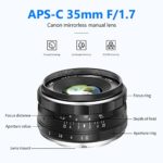 Neewer 35mm F1.7 Large Aperture APS-C Manual Focus Prime Fixed Lens, Compatible with Canon EF-M EOS-M Mount Mirrorless Cameras, Including Canon EOS M M2 M3 M5 M6 M10 M50 M100, M200 etc