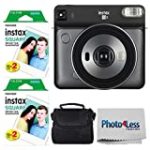Fujifilm instax Square SQ6 Instant Film Camera (Graphite Grey) + Fujifilm instax Square Instant Film (40 Exposures) + Small Digital Camera/Video Case + Photo4Less Camera and Lens Cleaning Cloth