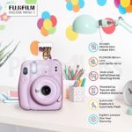 Fujifilm Instax Mini 11 Instant Camera Lilac Purple | Instax Mini Twin Pack Film | Glitter Photo Album Holds 64 Photos | Groovy Case | Cloth