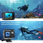 Underwater Camera Waterproof Action Camera 4k,Camera Body Waterproof,IPS Touch Screen,4X Digital Zoom,4K 30fps Anti-Shake Cameras,170° Wide Angle,Bracelet Type WiFi Remote Control