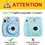 Fintie Protective Clear Case for Fujifilm Instax Mini 11 Instant Film Camera – Crystal Hard Shell Cover with Removable Rainbow Shoulder Strap, Glittering Blue