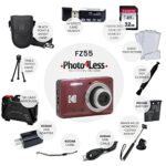 Kodak PIXPRO FZ55 Digital Camera (Red) + 32GB Memory Card + Point and Shoot Camera Case + Extendable Monopod + Lens Cleaning Pen + LCD Screen Protectors + Table Top Tripod – Ultimate Bundle