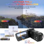2.7K 30 FPS Video Camera Camcorder 42MP Vlogging Camera for YouTube 18X Digital Video Camera with 2 Batteries and Remote Control