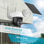 2K Solar Security Cameras Wireless Outdoor, 360° View Pan Tilt Spotlight Battery Powered WiFi Security System, 2-Way Talk, HD Night Vision, Human Detection