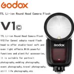 Godox V1-C Round Head Camera Flash for Canon Flash Speedlite Speedlight Light,76Ws 2.4G TTL1/8000 HSS,480 Full Power Shots,1.5s Recycle Time,2600mAh Li-ion Battery,10 Levels LED Modeling Lamp