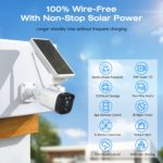 Solar Security Camera System Outdoor, 3MP Wire-Free Security Camera System with Solar Powered Includes Base Station and 4Pcs Solar Cameras, 2-Way Audio, PIR Motion Detection Siren Alarm
