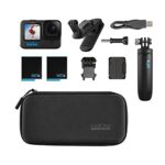GoPro HERO10 Black Accessory Bundle – Includes HERO10 Black Camera, Shorty (Mini Extension Pole + Grip), Magnetic Swivel Clip, Rechargeable Batteries (2 Total), and Camera Case