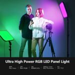 Neewer 18.3” RGB LED Video Light Panel with App Control Stand Kit 2 Packs, 360° Full Color, 60W Dimmable 2500K~8500K RGB LED Panel CRI 97+ with 17 Scene Effect for Game/YouTube/Zoom/Photography
