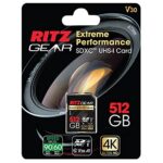 RITZ GEAR Extreme Performance High Speed UHS-I SDXC 512GB SD Card 90/60 MB/S U3 A1 Class-10 V30 Memory Card, for SD Devices That can Capture Full HD, 3D, and 4K Video as Well as raw Photography