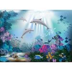 SVBright 7(W) x 5(H) Ft Polyester Fabric Dolphin Backdrop Under The Sea Baby Shower Wonderland Underwater Aquarium Corals Birthday Party Dessert Table Banner Photo Booth Photography Background Studio
