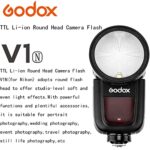 Godox V1-N Round Head Camera Flash for Nikon Flash Speedlight Speedlite Light,76Ws 2.4G 1/8000 HSS,480 Full Power Shots,1.5s Recycle Time,2600mAh Li-ion Battery,10 Levels LED Modeling Lamp