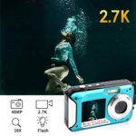 Underwater Camera 10FT HD Waterproof Camera Dual Screens 2.7K Video 48MP Waterproof Digital Camera Selfie Underwater Camera for Snorkeling