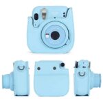 Phetium Instant Camera Case Compatible with Instax Mini 11,PU Leather Bag with Pocket and Adjustable Shoulder Strap (Sky Blue)