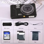 Digital Camera with 32GB SD Card, VJIANGER 4K 48MP Vlogging Camera with 2.8″ Screen, 16X Digital Zoom, Mini Point and Shoot Camera for Kids Tees Aldults with 2 Batteries &Tripod(DC6-6 Black)