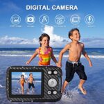 YEEIN 16FT Kids Waterproof Digital Camera 21 MP Underwater Camcorder with 32G Card and Rechargeable Battery, Point and Shoot Camera for Boys Girls Children Teens Snorkeling Swimming (Blue)