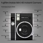 Fujifilm Instax Mini 40 Instant Camera with Fujifilm Instant Mini Film (20 Sheets) Bundle with Sturdy Tiger Travel Case and Deals Number One Cleaning Cloth