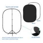 Fovitec Reversible 5’x6.5′ Black and White Pop-Up Backdrop with Stand and Clip, for Headshot and Portrait Photography, Vlogging, Video Conference, and Live Stream