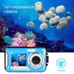 Waterproof Camera, Full HD 2.7K 48MP Digital Camera, Dual Screen Underwater Camera, 10FT Waterproof Camera for Snorkeling