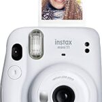 Fujifilm Instax Mini 11 Camera + Fuji Instant Instax Film (40 Sheets) & Includes Case + Assorted Frames + Photo Album + 4 Color Filters and More Bundle (Ice White)